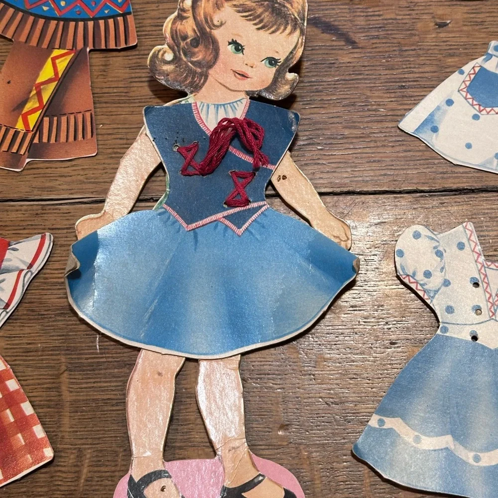 Paper Dolls with Lace-On Costumes for Little Girls Saalfield 1955 Vintage 36 pcs